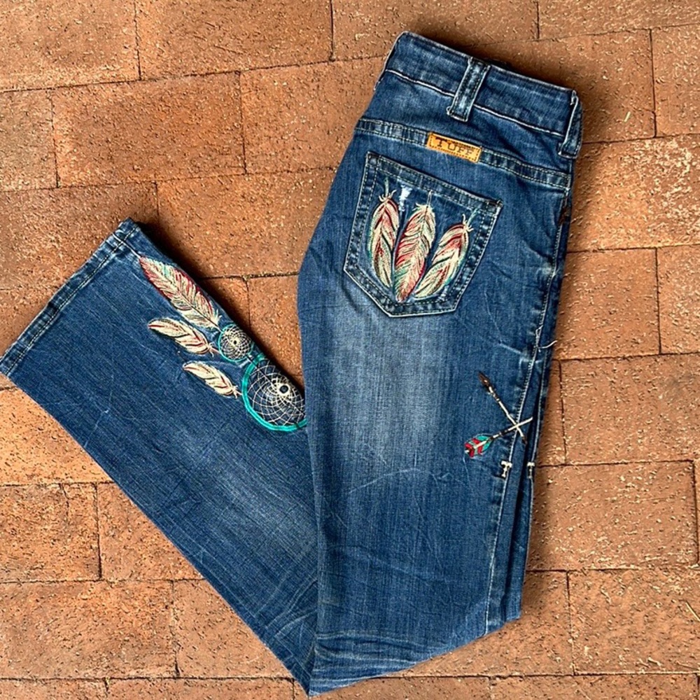 Feathered Cowgirl Tuff Jeans